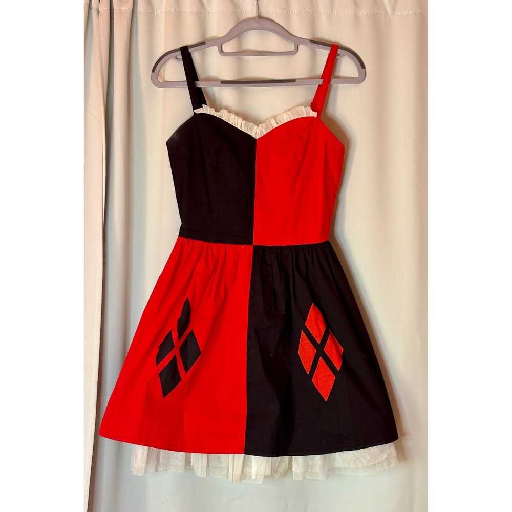 DC Comics Harley Quinn Red Black Cosplay Small Bioworld Costume Mini Dress